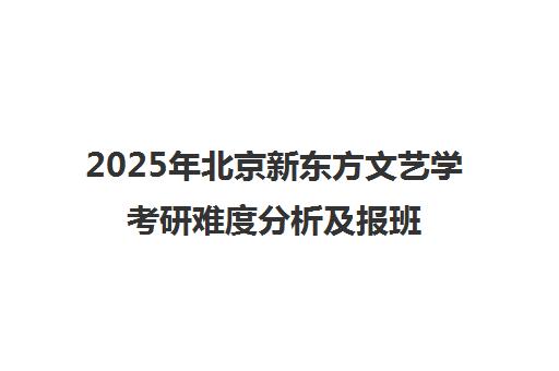 2025年北京新东方文艺学考研难度分析及报班效果评估